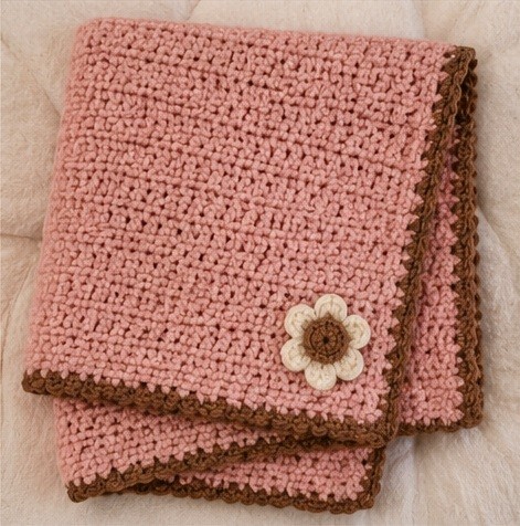 blue crochet baby blanket with star detail